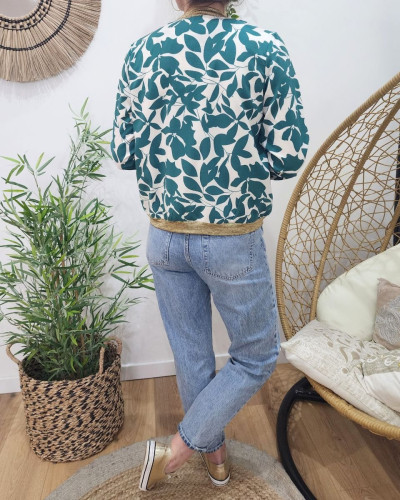 Bombers femme écru et vert Soizic