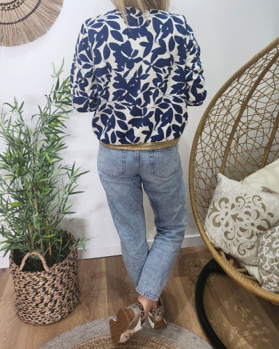 Bombers femme écru et bleu Soizic