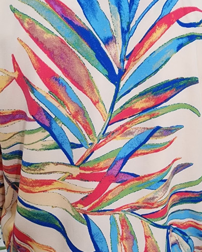 Bombers femme écru feuillages multicolores