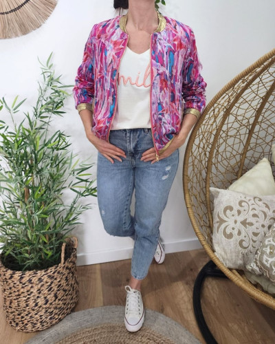 Bombers femme fuchsia bleu Octavia