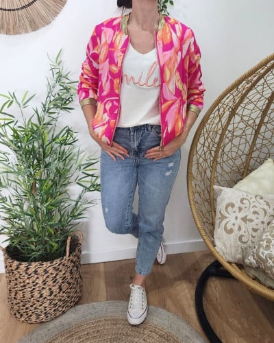 Bombers femme fuchsia orange Nouria 26813