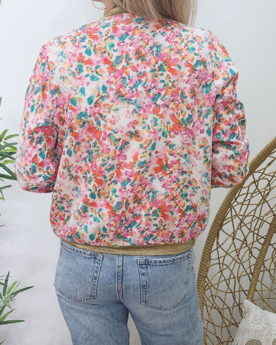 Bombers femme blanc fleuri multicolore Lilie 27117