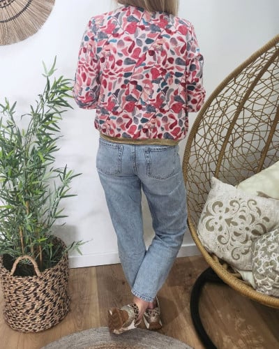 Bombers femme rose et vert Ursula