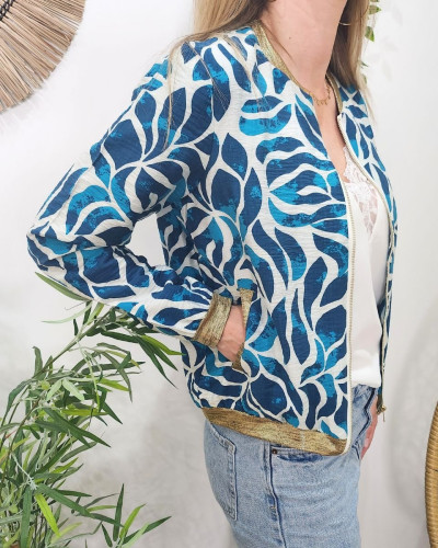 Bombers femme bleu et écru Ariel