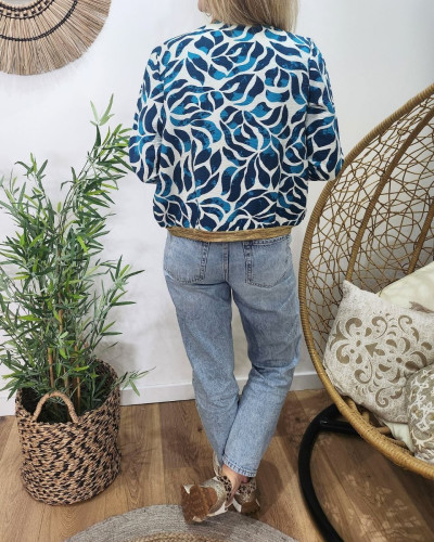 Bombers femme bleu et écru Ariel