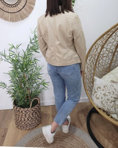 Perfecto femme beige simili