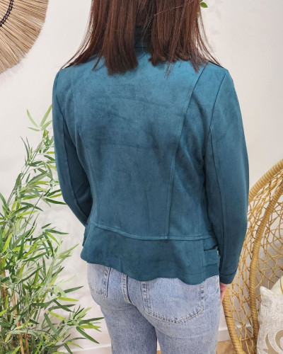 Perfecto femme fin suedine bleu canard 27301