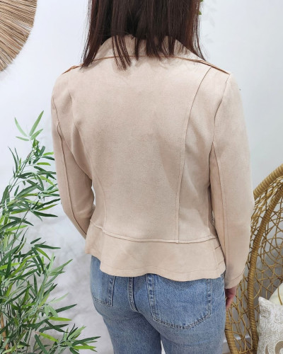 Perfecto femme fin suédine beige