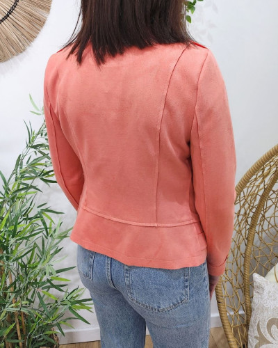 Perfecto femme fin suédine rose saumon