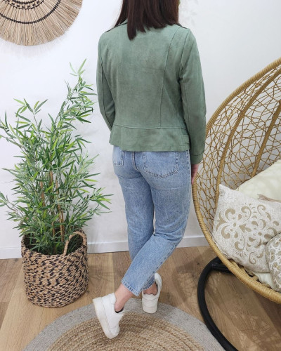 Perfecto femme fin suédine vert kaki