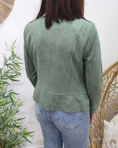 Perfecto femme fin suédine vert kaki
