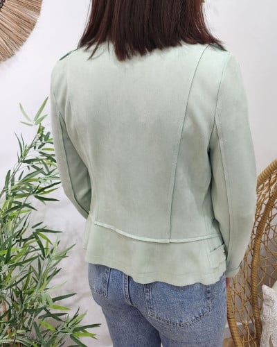 Perfecto femme fin suédine vert amande