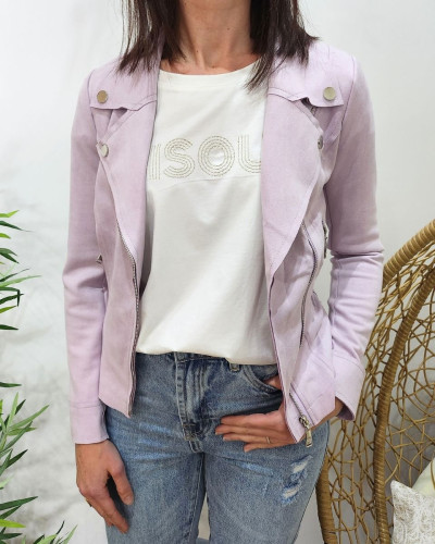 Perfecto femme fin suédine parme