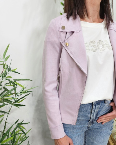 Perfecto femme fin suédine parme