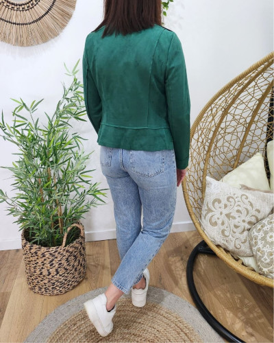 Perfecto femme fin suédine vert sapin