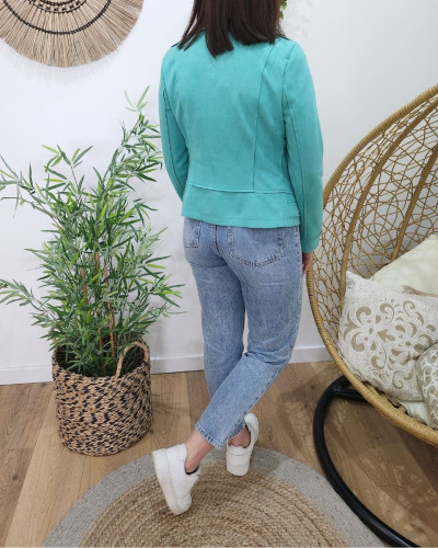 Perfecto femme fin suédine bleu turquoise