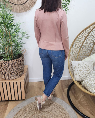 Perfecto femme fin suédine vieux rose foncé