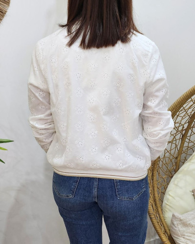 Bombers femme écru brodé Anna