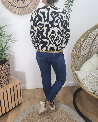 Bombers femme écru et noir Lison