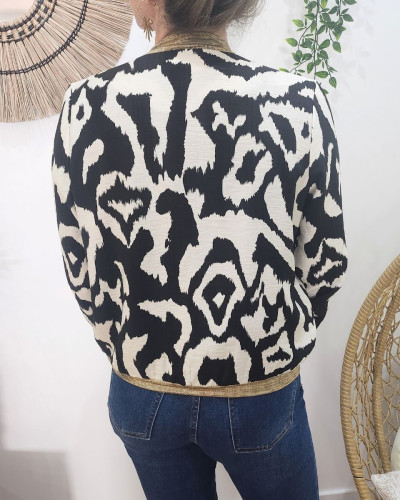 Bombers femme écru et noir Lison