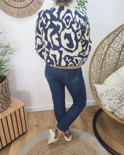 Bombers femme écru et bleu marine Lison