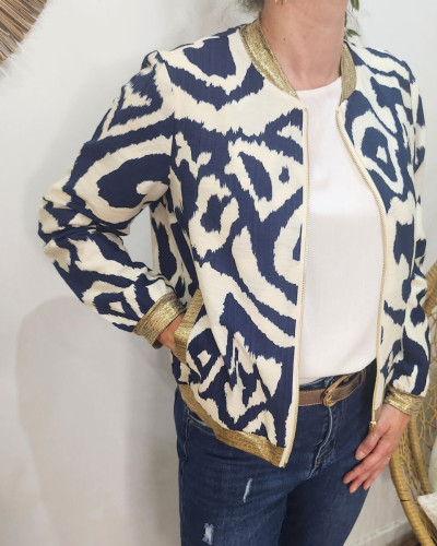 Bombers femme écru et bleu marine Lison