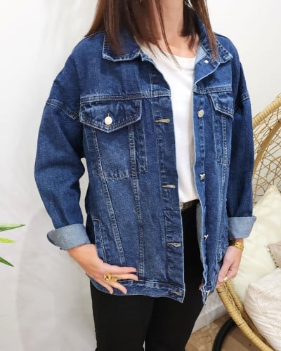 Veste femme oversize en jean foncé
