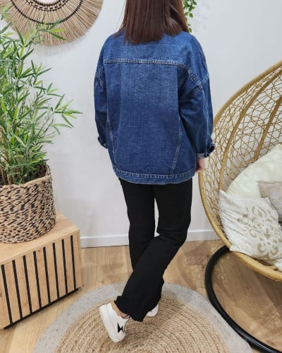 Veste femme oversize en jean foncé