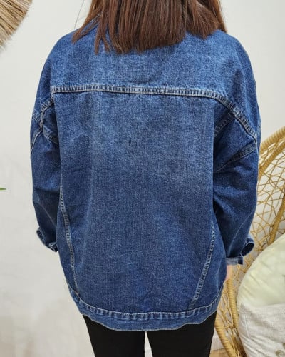 Veste femme oversize en jean foncé