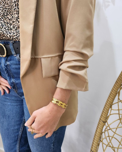 Blazer femme manches plissées camel clair