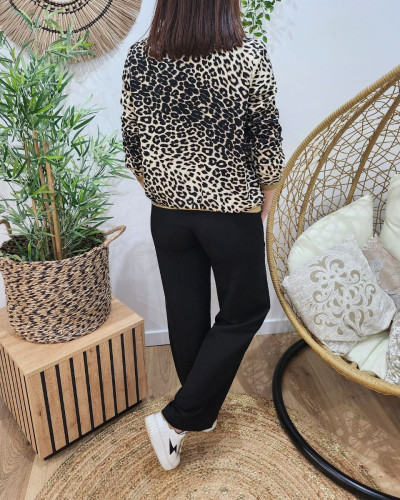 Bombers femme léopard beige et noir Tyana
