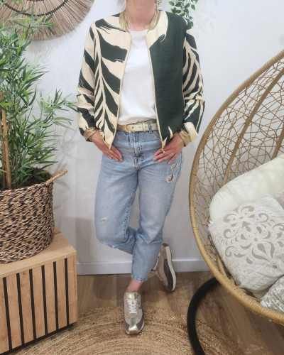 Bombers femme kaki et beige Zena