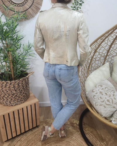 Perfecto femme fin suédine doré