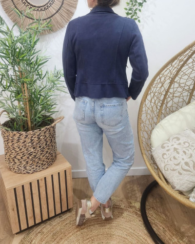 Perfecto femme fin suédine marine