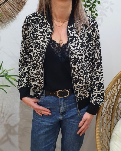 Bombers femme noir et écru Maïwenn