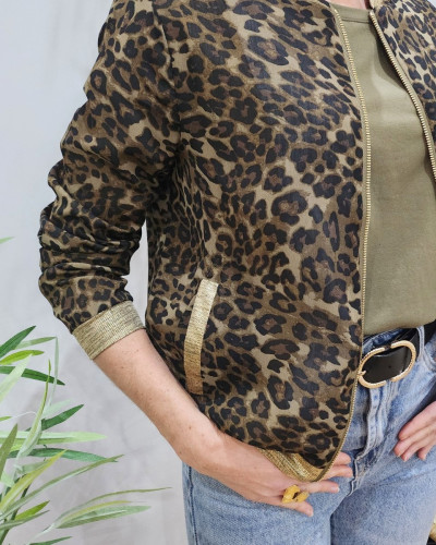 Bombers femme léopard kaki taupe