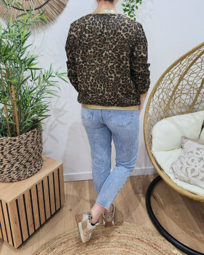 Bombers femme léopard kaki taupe
