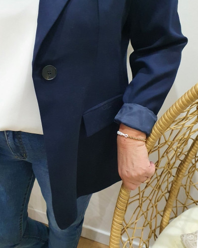 Blazer femme uni bleu marine grande taille 