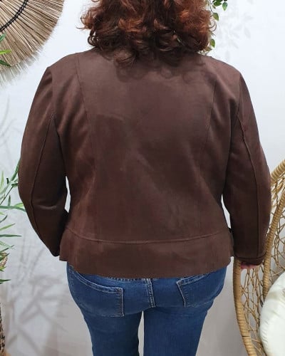 Perfecto femme fin suédine marron chocolat