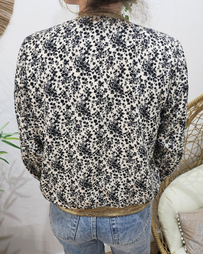 Bombers femme écru fleurs noires Adélise