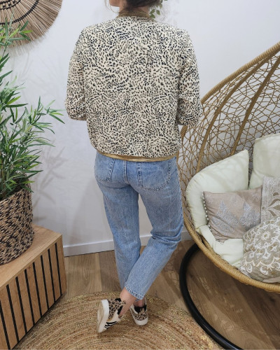 Bombers femme écru motifs gris noirs Opaline
