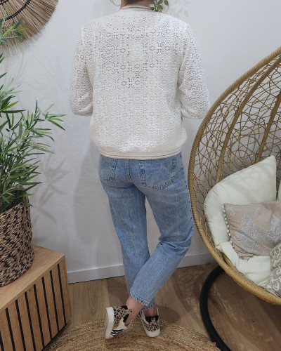 Bombers femme écru crochet
