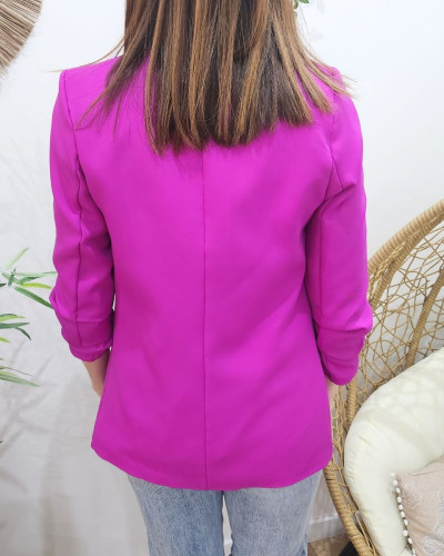 Blazer femme manches plissées mauve