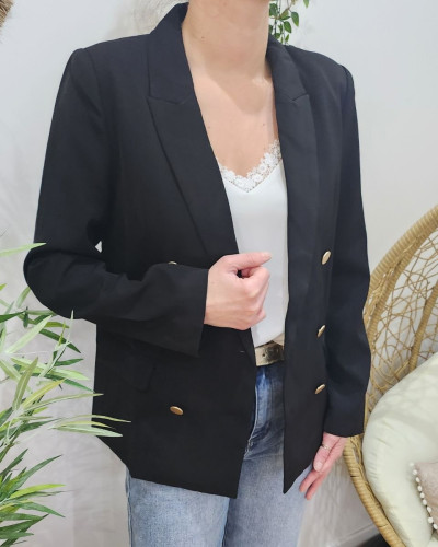 Blazer femme officier noir boutons dorés