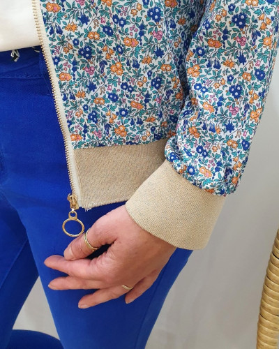 Bombers femme fleuri bleu Sybille