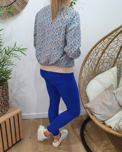 Bombers femme fleuri bleu Sybille