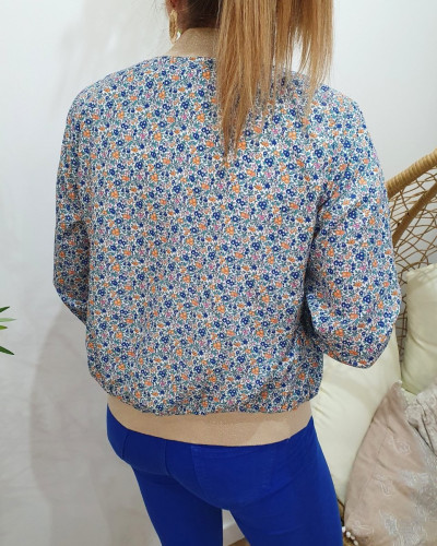 Bombers femme fleuri bleu Sybille