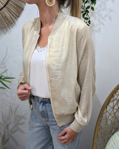 Bombers femme doré clair irisé