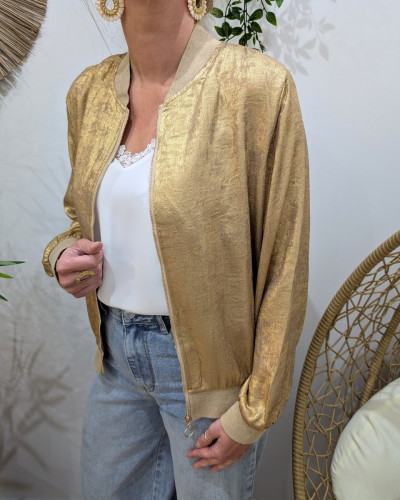 Bombers femme doré foncé irisé