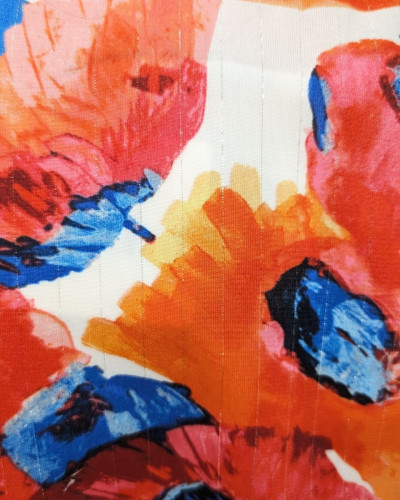 Bombers femme grosses fleurs orangées roses et bleues Rosaline